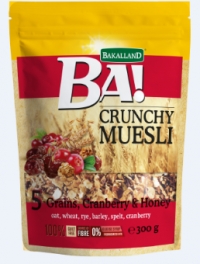 BAKALLAND Muesli giòn và trái cây cranberry, mật ong