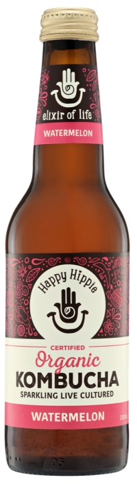 Trà Kombucha Organic Happy Hippie vị Dưa hấu 330ml